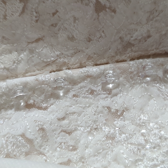 Ivory Lace and Tulle over Almond Gown with belt - Picture 3 of 9